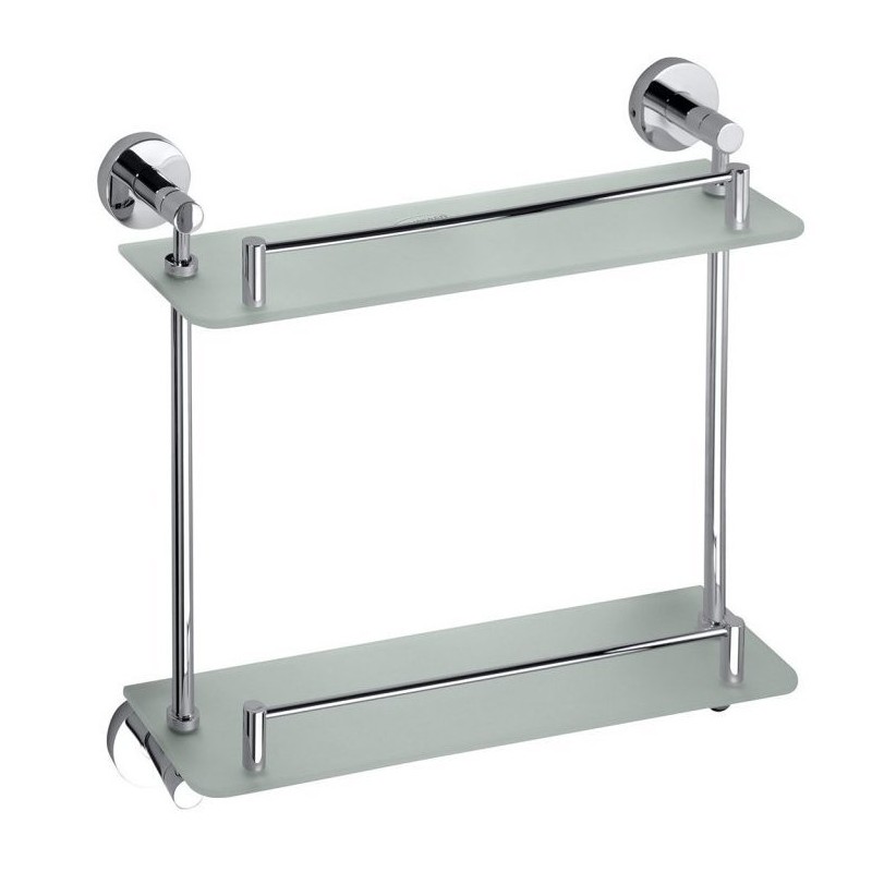 X-ROUND E sklenená polička dvojitá 400mm, chróm