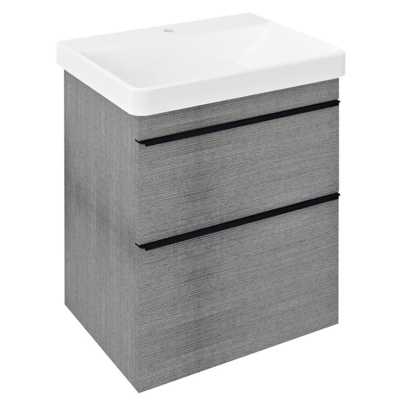 SITIA umývadlová skrinka 56,4x70x43,4cm, 2x zásuvka, dub strieborný