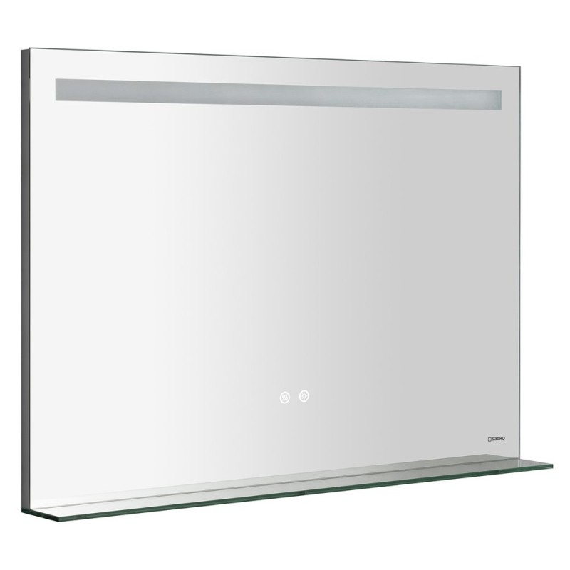 BRETO zrkadlo s LED osvetlením a poličkou, 100x70cm, senzor, fólia anti-fog, 3000-6500 ° K