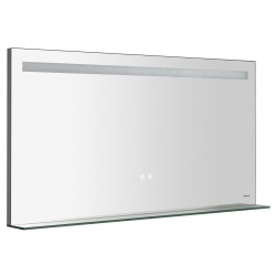 BRETO zrkadlo s LED osvetlením a poličkou, 120x60cm, senzor, fólia anti-fog, 3000-6500 ° K
