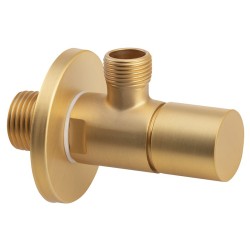 Rohový ventil s rozetou, guľatý, 1/2'x 3/8', zlato mat