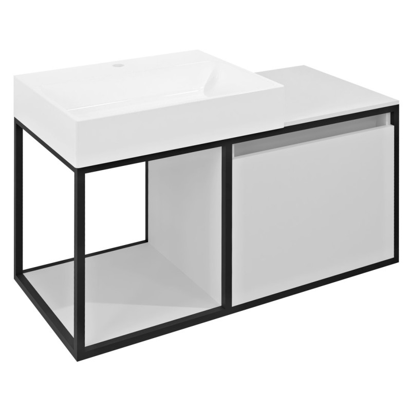 SKARA umyvadlová skříňka 100x49,5x46,5cm, černá mat/bílá mat