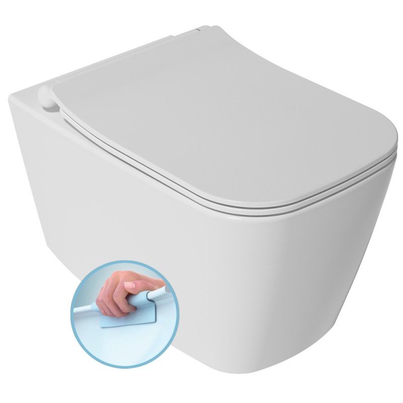 VEA závesná WC misa, Rimless, 34,5x52cm, biela