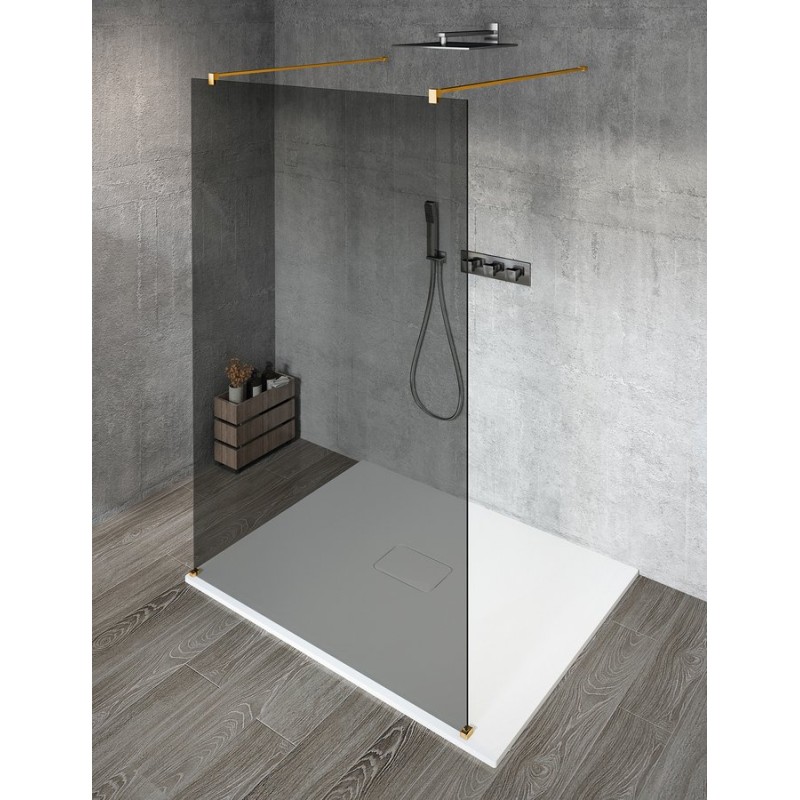 VARIO GOLD MATT jednodielna sprchová zástena do priestoru, dymove sklo, 700 mm