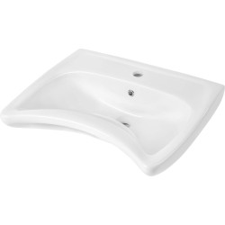 Ceramic washbasin, wall-mounted, for people with reduced mobility - with overflow