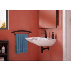 Ceramic washbasin, wall-mounted, for people with reduced mobility - with overflow