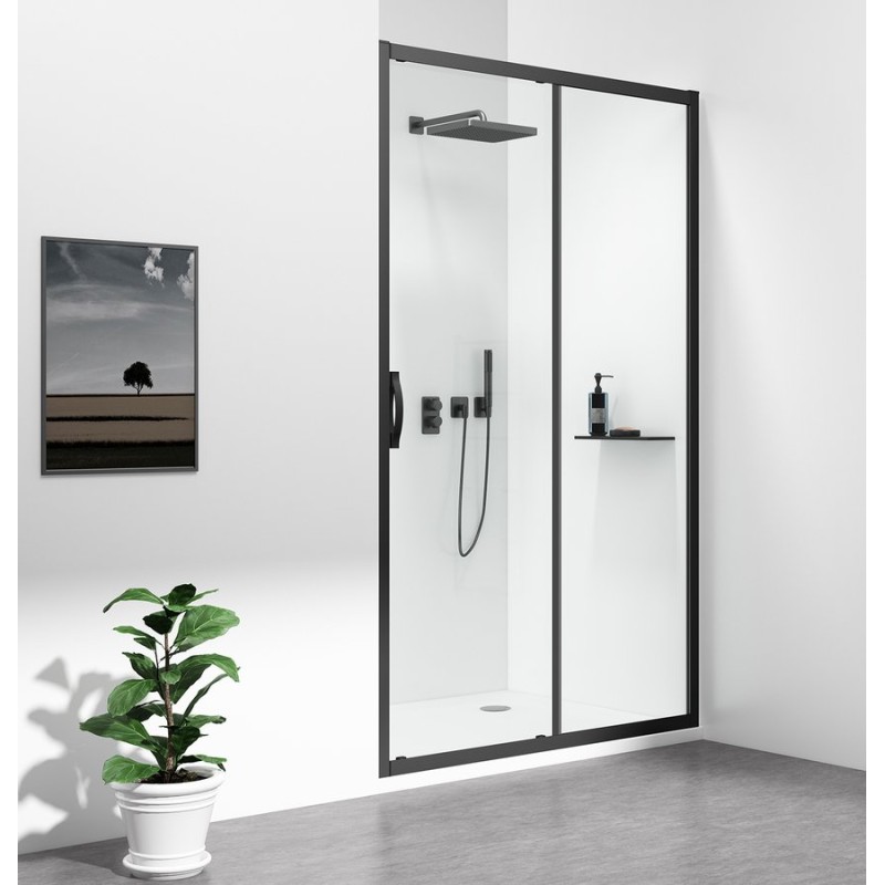 SIGMA SIMPLY BLACK sprchové dvere posuvné 1100mm, číre sklo