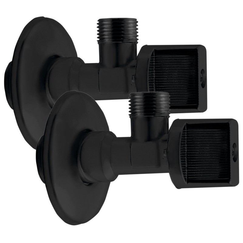 Rohový guľový ventil 1/2"x3/8", bez matky, pár, čierny mat
