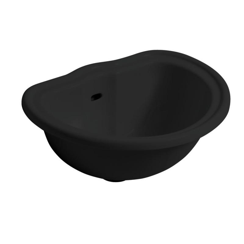RETRO keramické umývadlo 50x41cm, zápustné, čierna mat