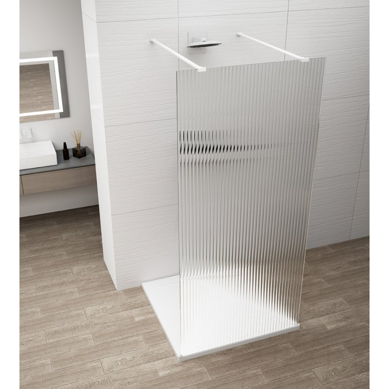 ESCA WHITE MATT jednodielna sprchová zástena do priestoru, sklo Flute , 1000 mm
