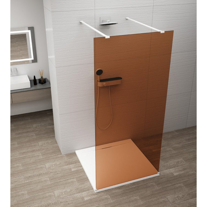 ESCA WHITE MATT jednodielna sprchová zástena do priestoru, sklo Marron, 1200 mm