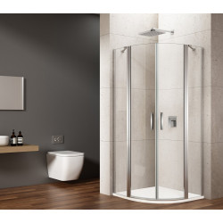 LORO štvrťkruhová sprchová zástena 900x900mm, číre sklo, pravá
