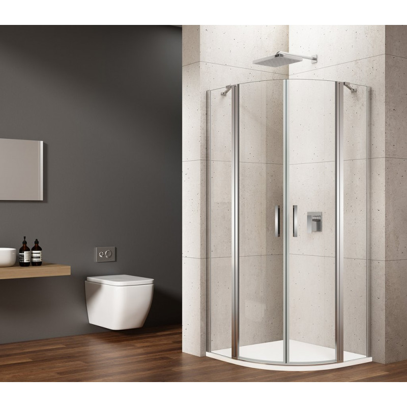 LORO štvrťkruhová sprchová zástena 900x900mm, číre sklo, pravá