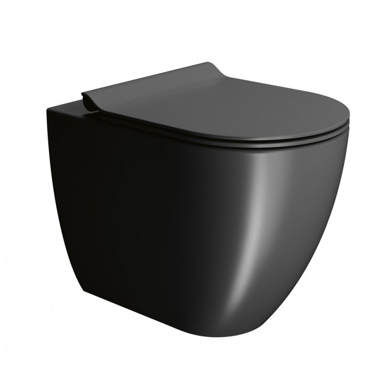 PURA WC misa stojaca, Swirlflush, 36x55cm, spodný/zadný odpad,čierna dual-mat
