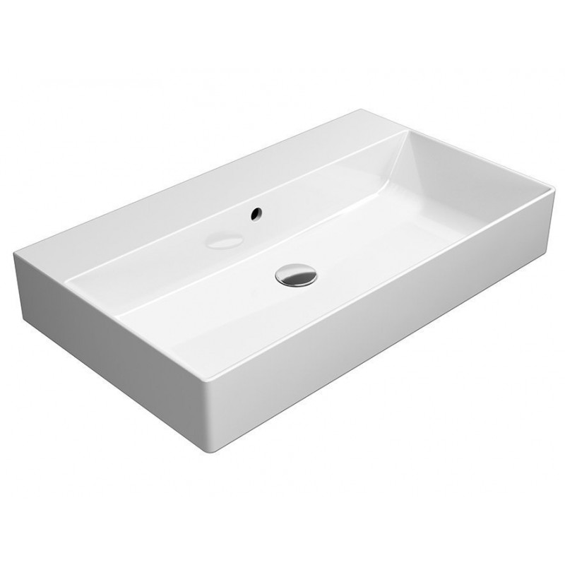 KUBE X keramické umývadlo 80x47cm, rektifikovaná verzia, bez otvoru, biela ExtraGlaze