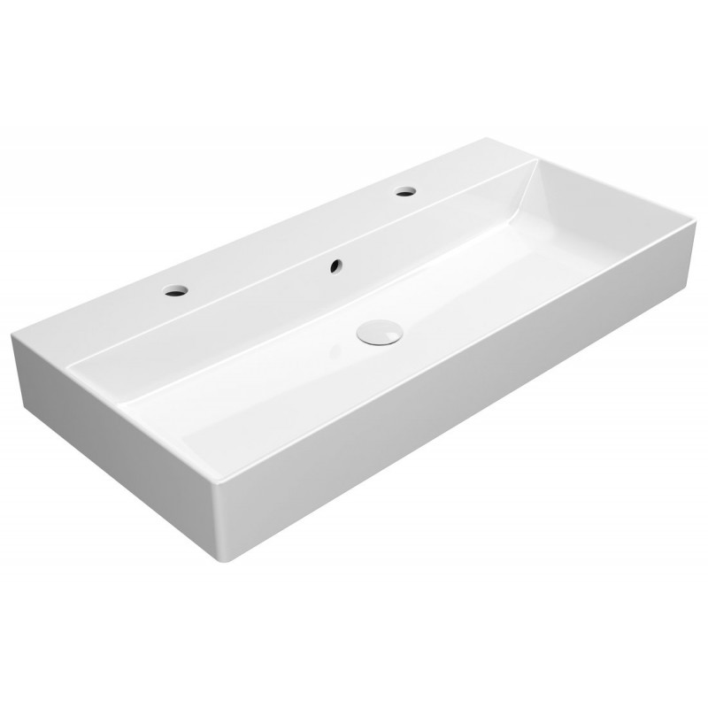 KUBE X keramické umývadlo 100x47cm, rektifikovaná verzia, 2 otvory, biela ExtraGlaze