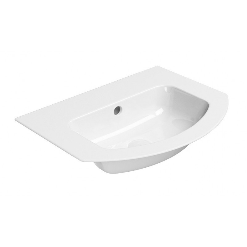 PURA keramické umývadlo Slim oblé 62x48cm, bez otvoru, biela ExtraGlaze