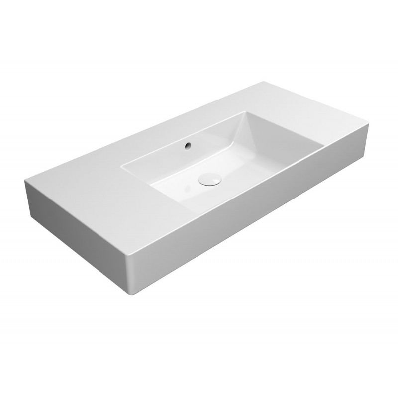 KUBE X keramické umývadlo 100x47cm, s odkladacími plochami, rektifikovaná verzia, bez otvoru, biela ExtraGlaze