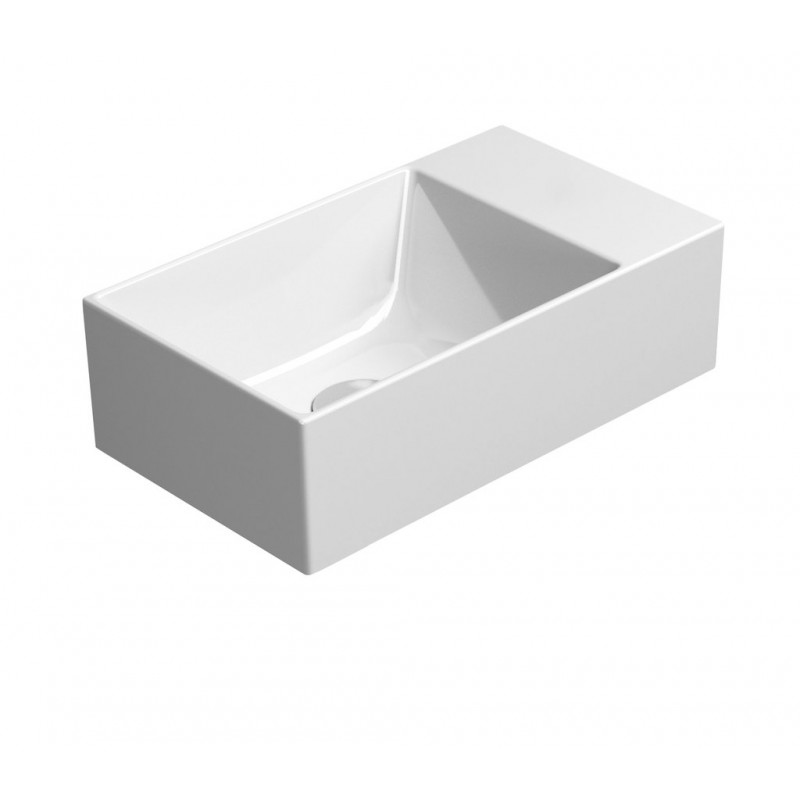 KUBE X keramické umývadlo 40x23cm, rektifikovaná verzia, bez otvoru, biela mat