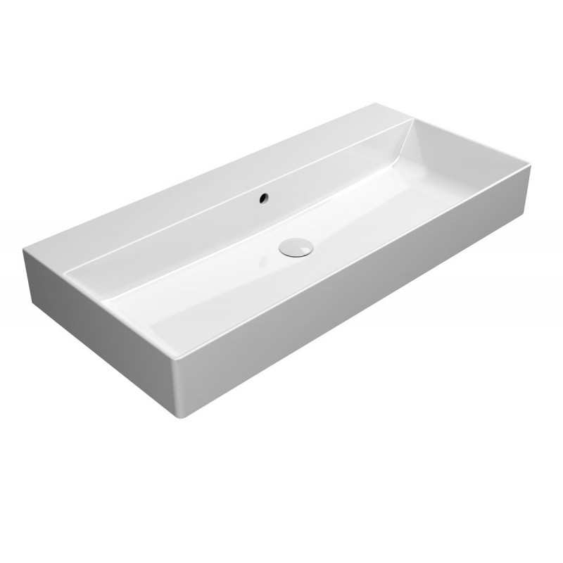 KUBE X keramické umývadlo 100x47cm, rektifikovaná verzia, bez otvoru, biela ExtraGlaze