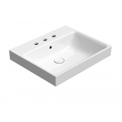 NUBES keramické umývadlo 60x50cm, brúsená spodná hrana, 3 otvory, biela ExtraGlaze