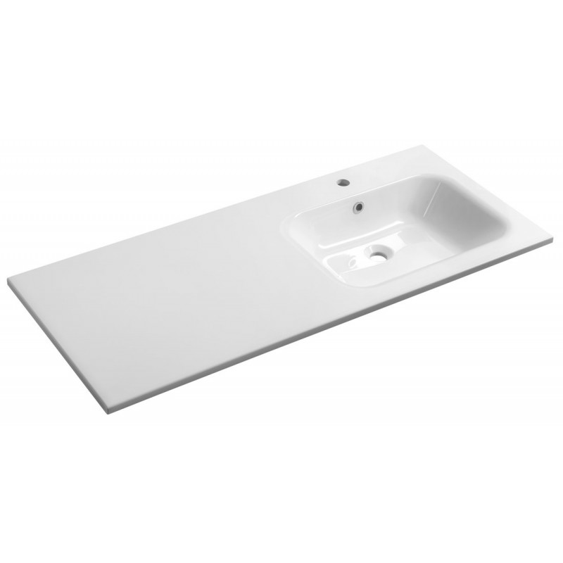 ARECA umývadlo 121x51,5cm, liaty mramor, pravé, biela