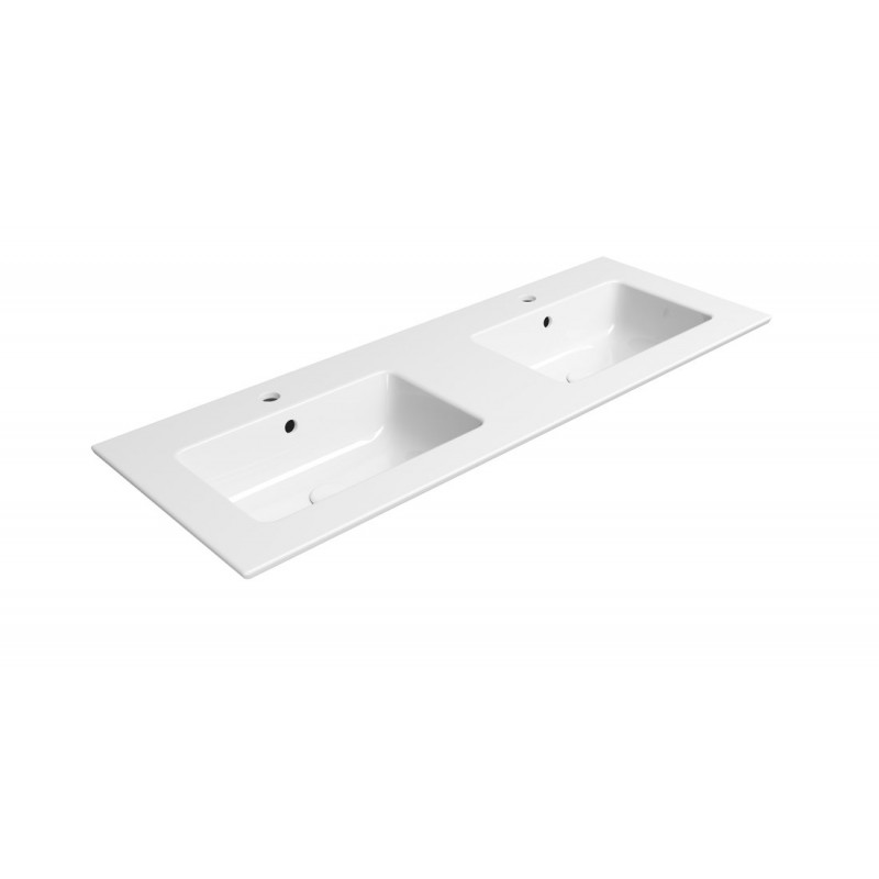 PURA keramické dvojumývadlo Slim 122x46cm, biela ExtraGlaze
