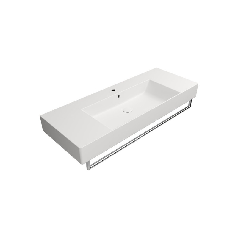 KUBE X keramické umývadlo 120x47cm, s odkladacími plochami, biela mat
