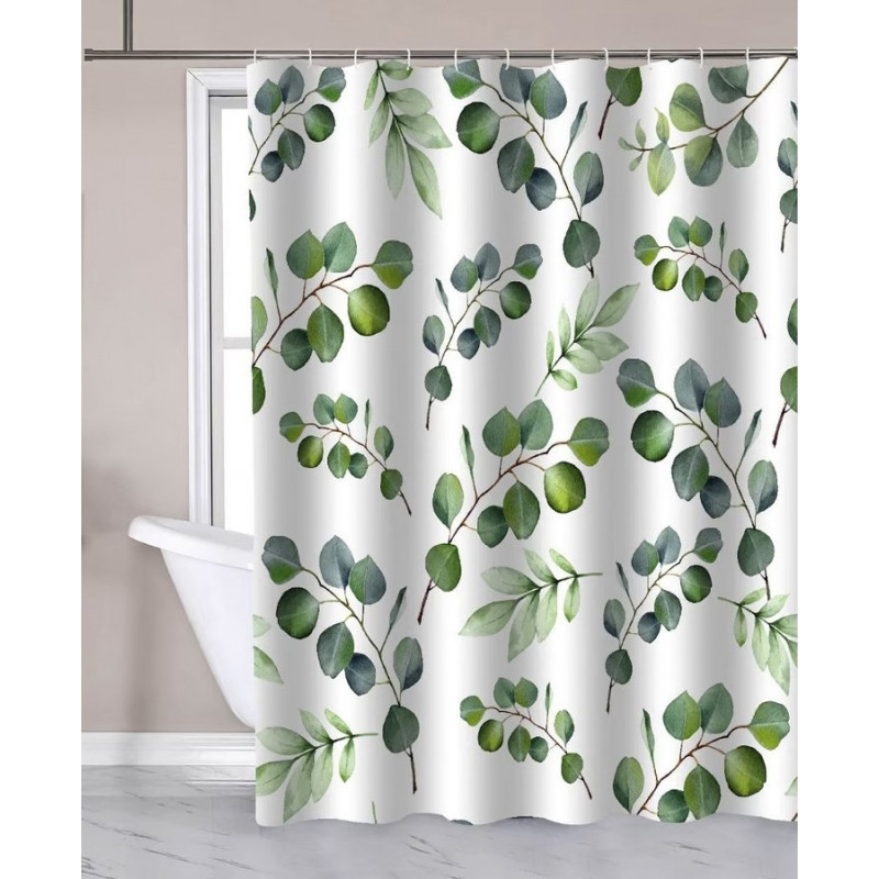 Sprchový záves 180x180cm, polyester, eukalyptus