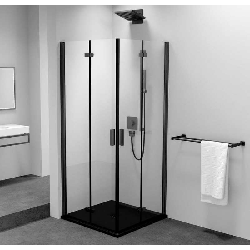 ZOOM BLACK štvorcová sprchová zástena 700x700mm, rohový vstup