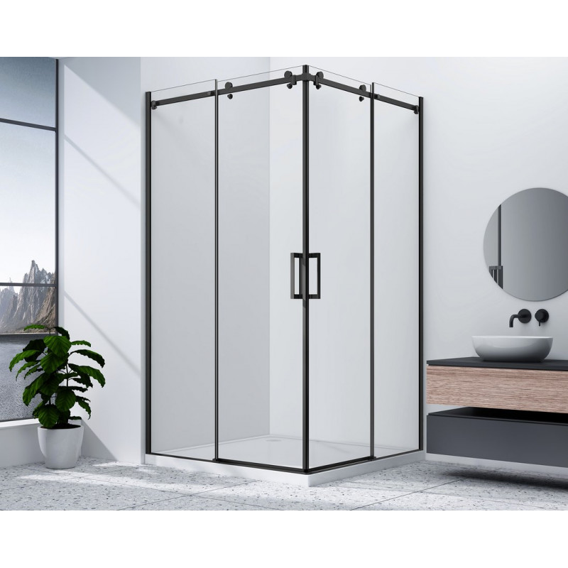 DRAGON BLACK štvorcová sprchová zástena 900x900mm, rohový vstup