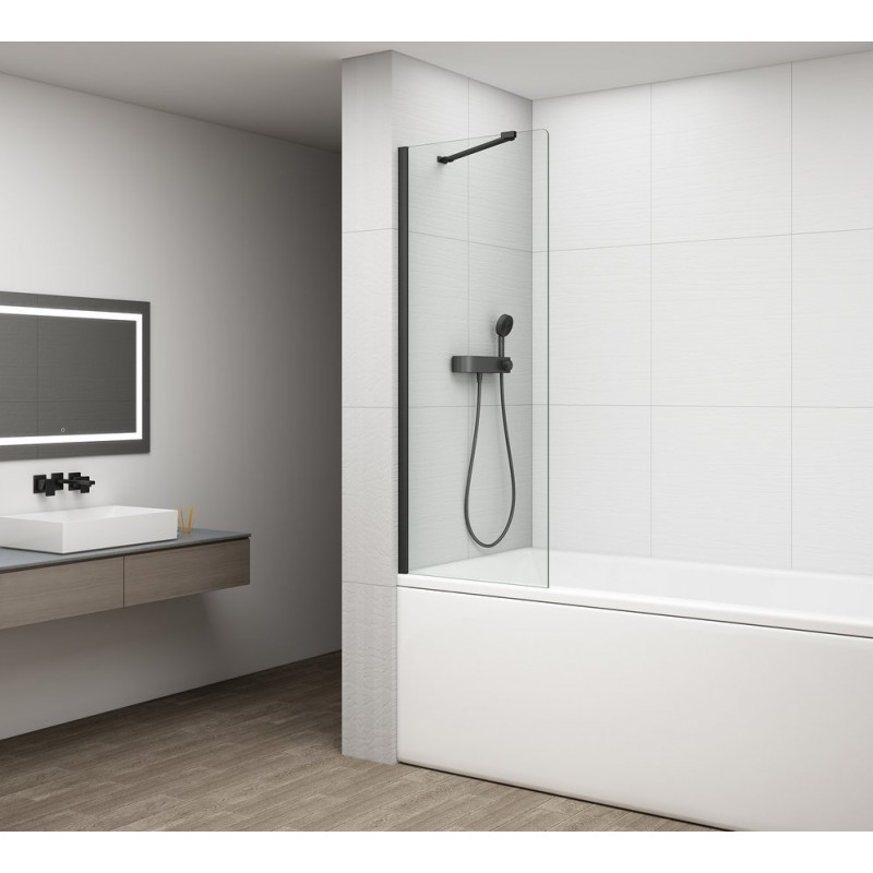 FISA vaňová zástena 600x1500mm, mm, čierna matná, číre sklo