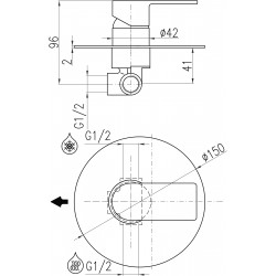 Vodovodná batéria sprchová vstavaná NIL - Metal grey - kartáčovaná