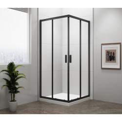 EASY BLACK štvorcová sprchová zástena 900x900mm, číre sklo
