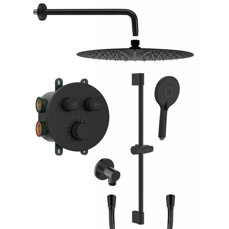 SMART SELECT sprchový set s termostatickou batériou, 2 výstupy, posuvný držiak sprchy, čierna mat