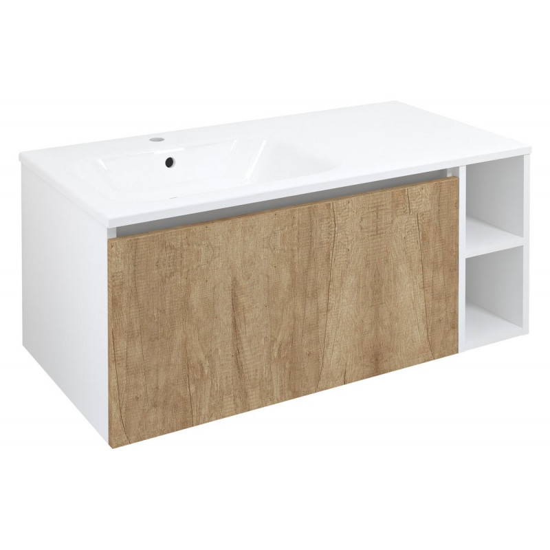 LOREA skrinka s umývadlom 101x46x51,5cm (80+20cm), ľavá, dub Alabama/biela matná
