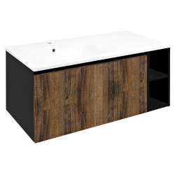 LOREA skrinka s umývadlom 101x46x51,5cm (80+20cm), ľavá, dub collingwood/čierna matná