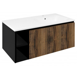 LOREA skrinka s umývadlom 101x46x51,5cm (20+80 cm), pravá, dub collingwood/čierna matná