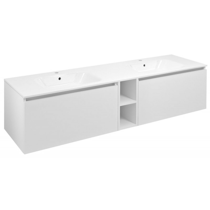 LOREA skrinka s dvojumývadlom 161x46x51,5cm (70+20+70cm), biela matná