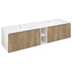 LOREA skrinka s dvojumývadlom 161x46x51,5cm (70+20+70cm), dub alabama/biela matná