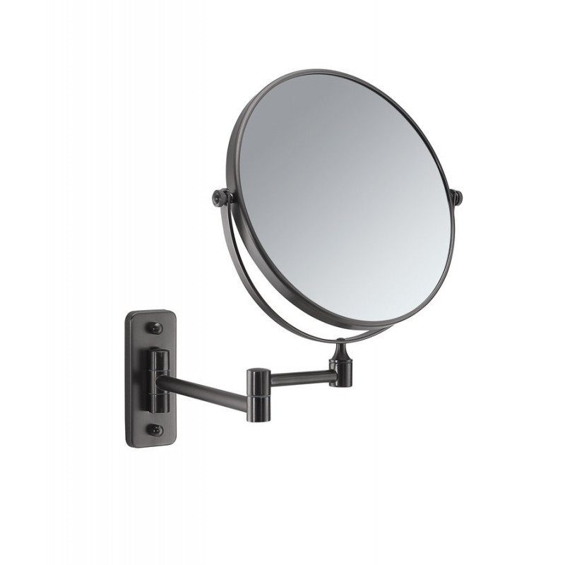 GAIA závesné kozmetické zrkadlo, priemer 230mm, obojstranné, gun metal