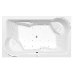 DUO hydromasážna vaňa, 200x120x45cm, Highline Hydro-Air, chróm