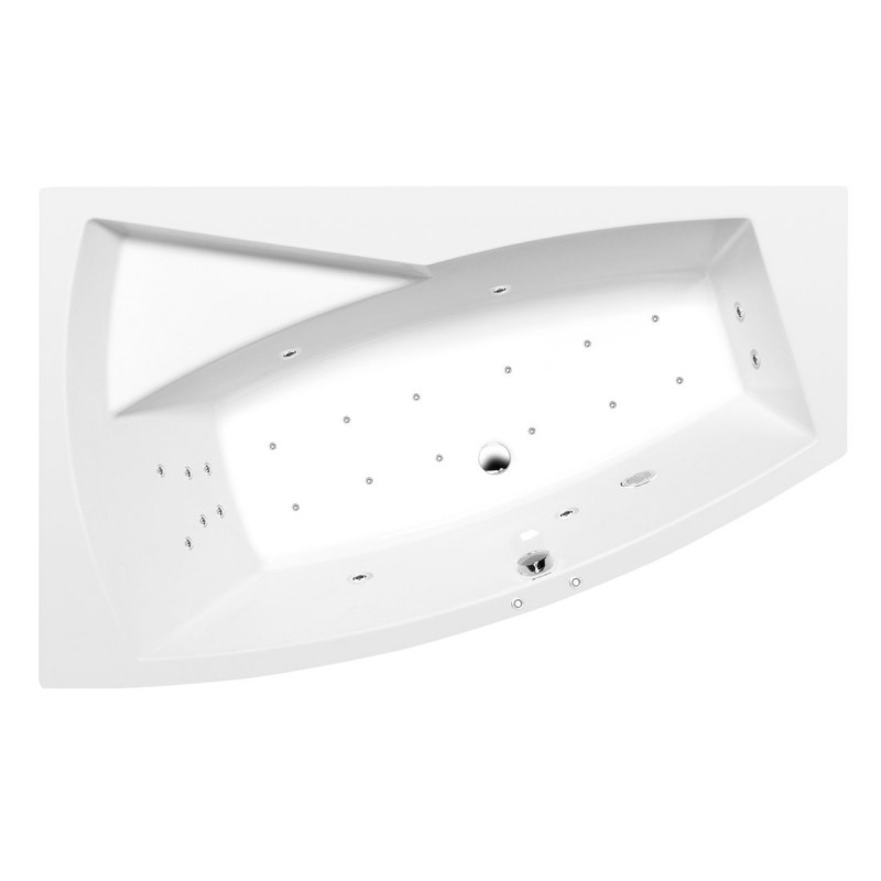 EVIA L hydromasážna vaňa, 170x100x47cm, Attraction Hydro-Air, chróm