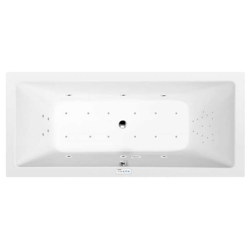 KRYSTA hydromasážna vaňa, 180x80x39cm, Highline Hydro-Air, chróm