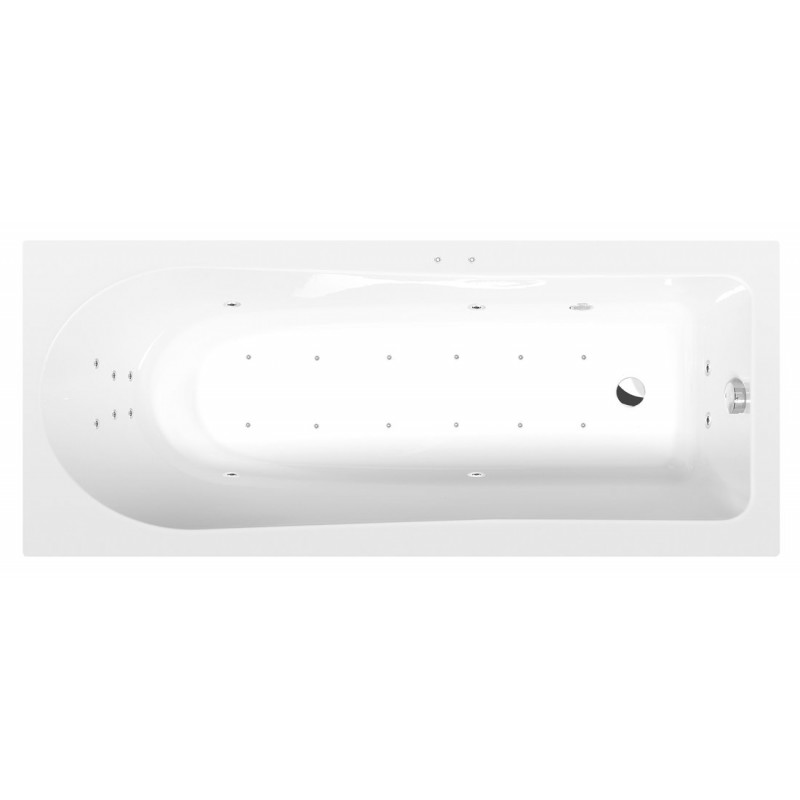 LISA hydromasážna vaňa, 170x70x47cm, Attraction Hydro-Air, chróm