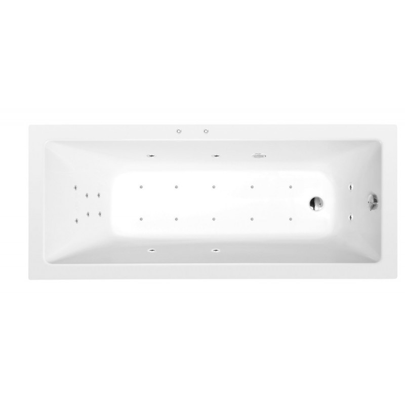 NOEMI hydromasážna vaňa, 170x70x39cm, Attraction Hydro-Air, chróm