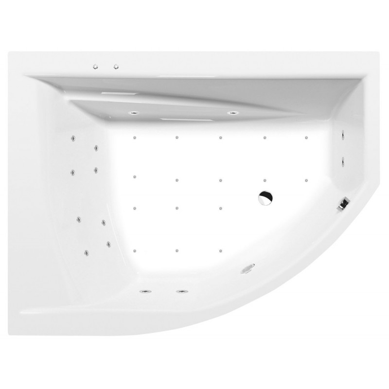 TANDEM L hydromasážna vaňa, 170x130x50cm, Active Hydro-Air, chróm