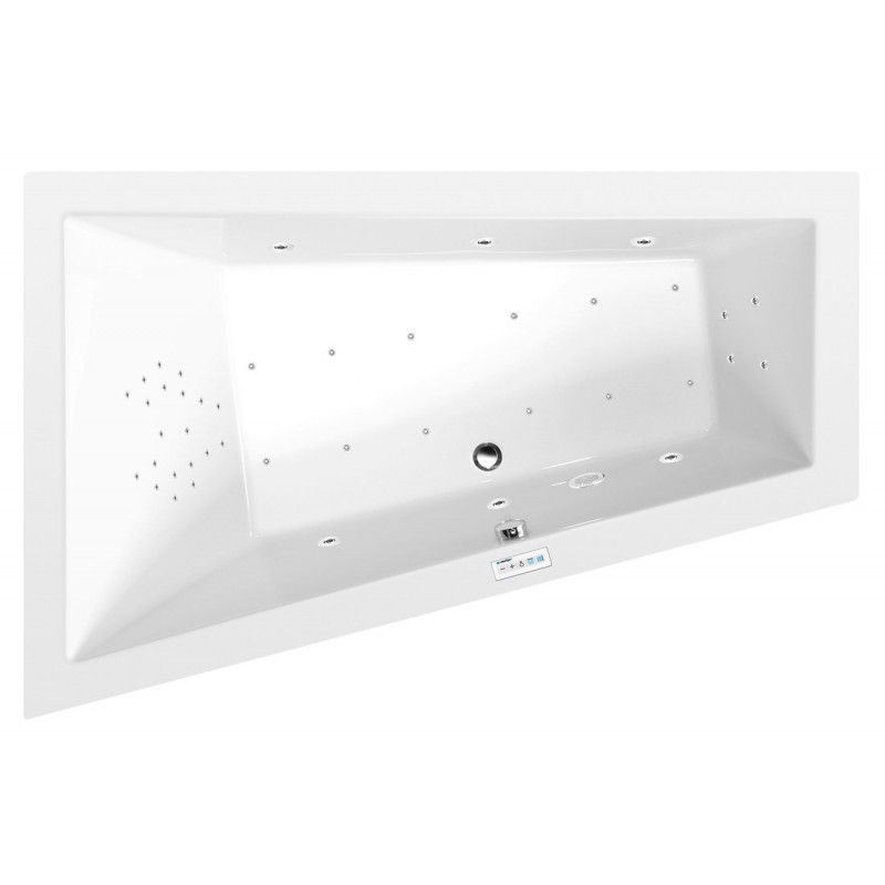 TRIANGL L hydromasážna vaňa, 180x120x50cm, Highline Hydro-Air, chróm