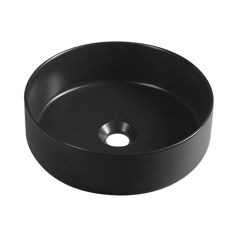 INFINITY ROUND keramické umývadlo na dosku, priemer 36cm, čierna mat