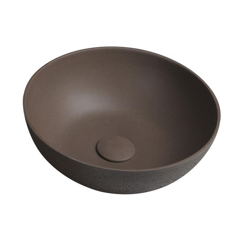 FORMIGO betónové umývadlo na dosku, priemer 39cm, tmavo hnedá